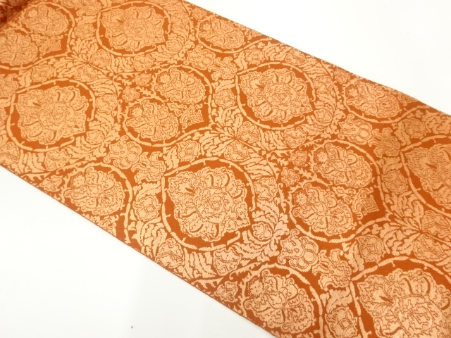 JAPANESE NAGOYA OBI / WOVEN FLOWER CREST